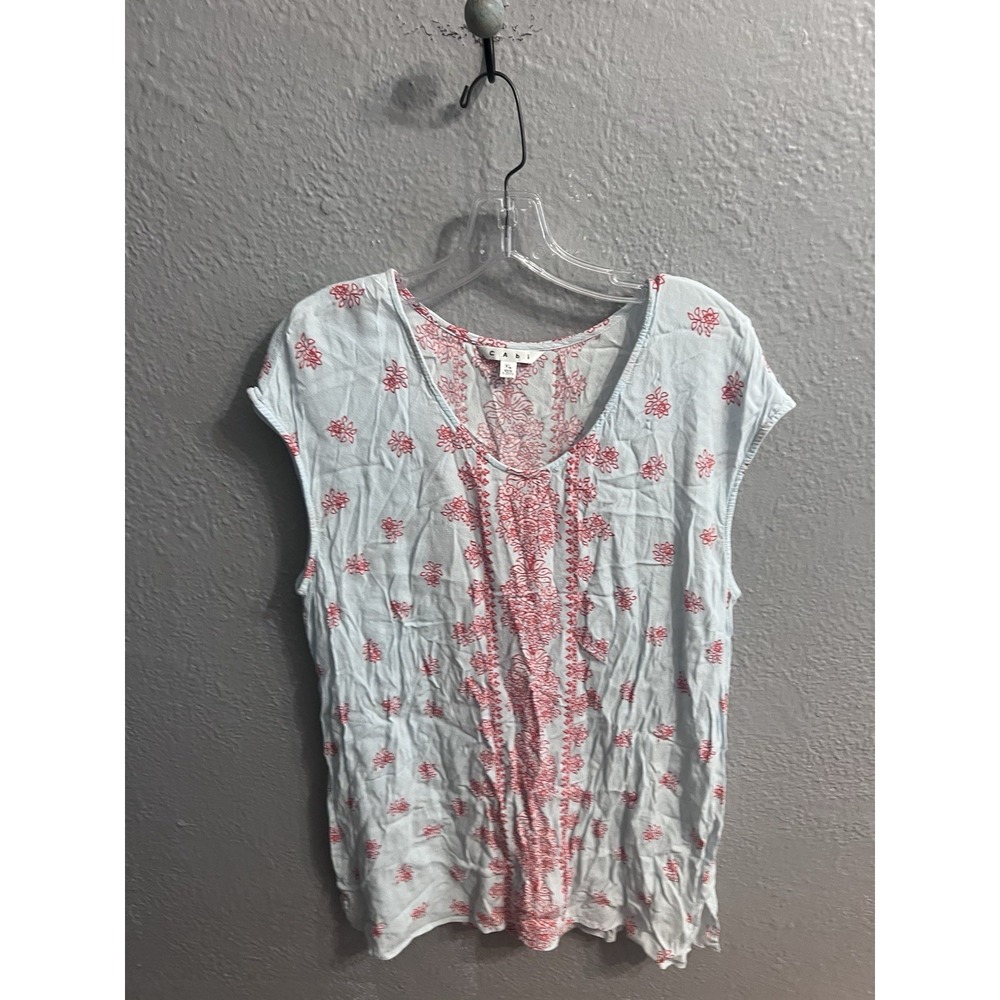 Cabi Blue Red White Tunic Top Womens Size XL